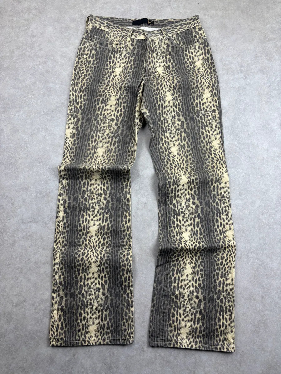 2000s Cavalli Beige Leopard Print Pants OvXVwQuW 0