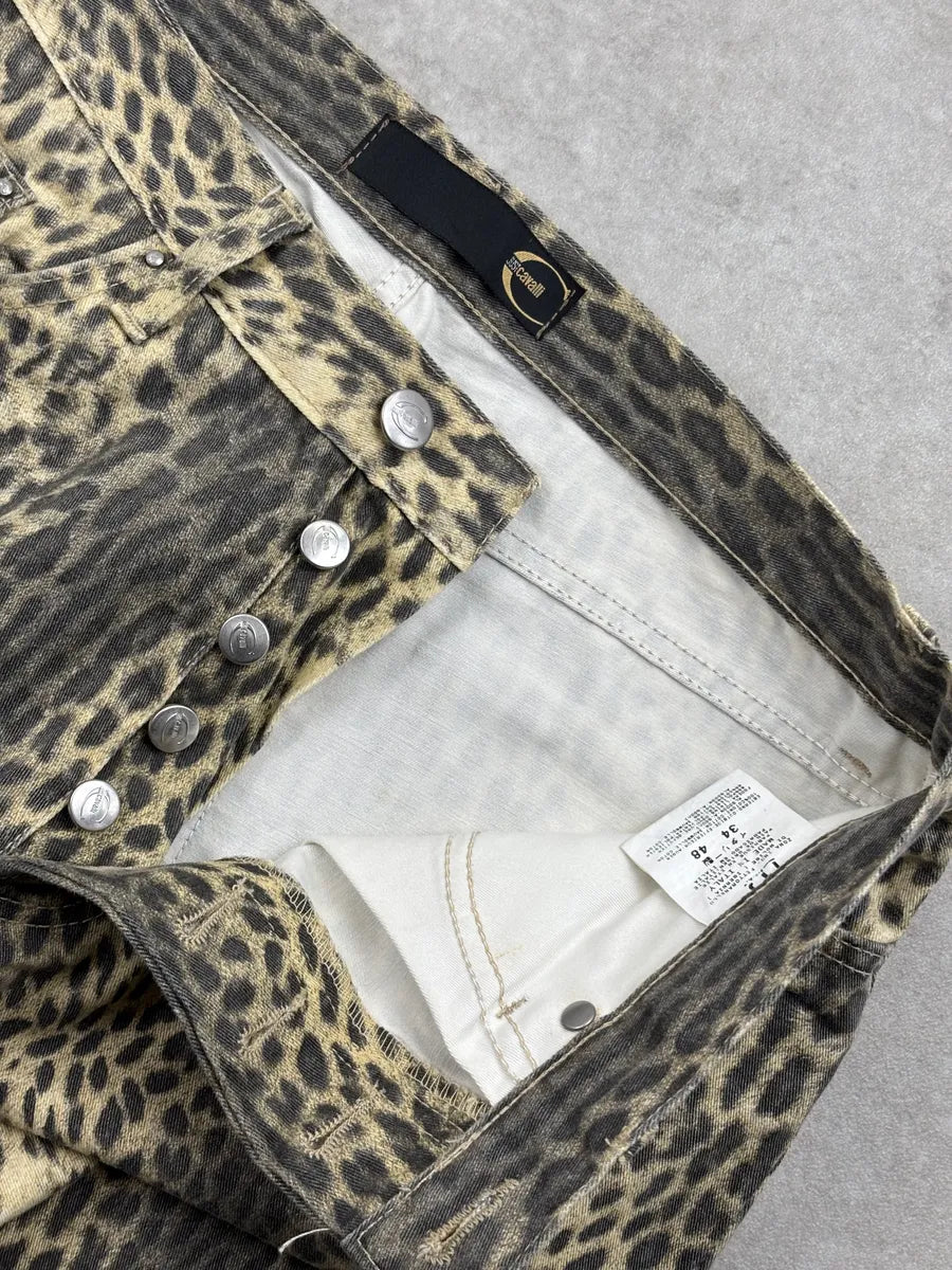 2000s Cavalli Beige Leopard Print Pants OvXVwQuW 9