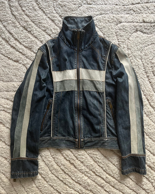 AW04 Dolce & Gabbana racing leather denim jacket (XS)