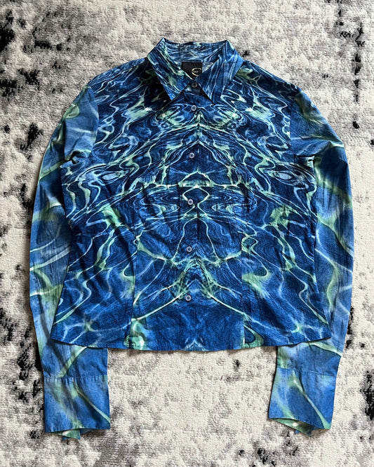 SS01 Just Cavalli Blue Ocean Waves Shirt (XS/S)