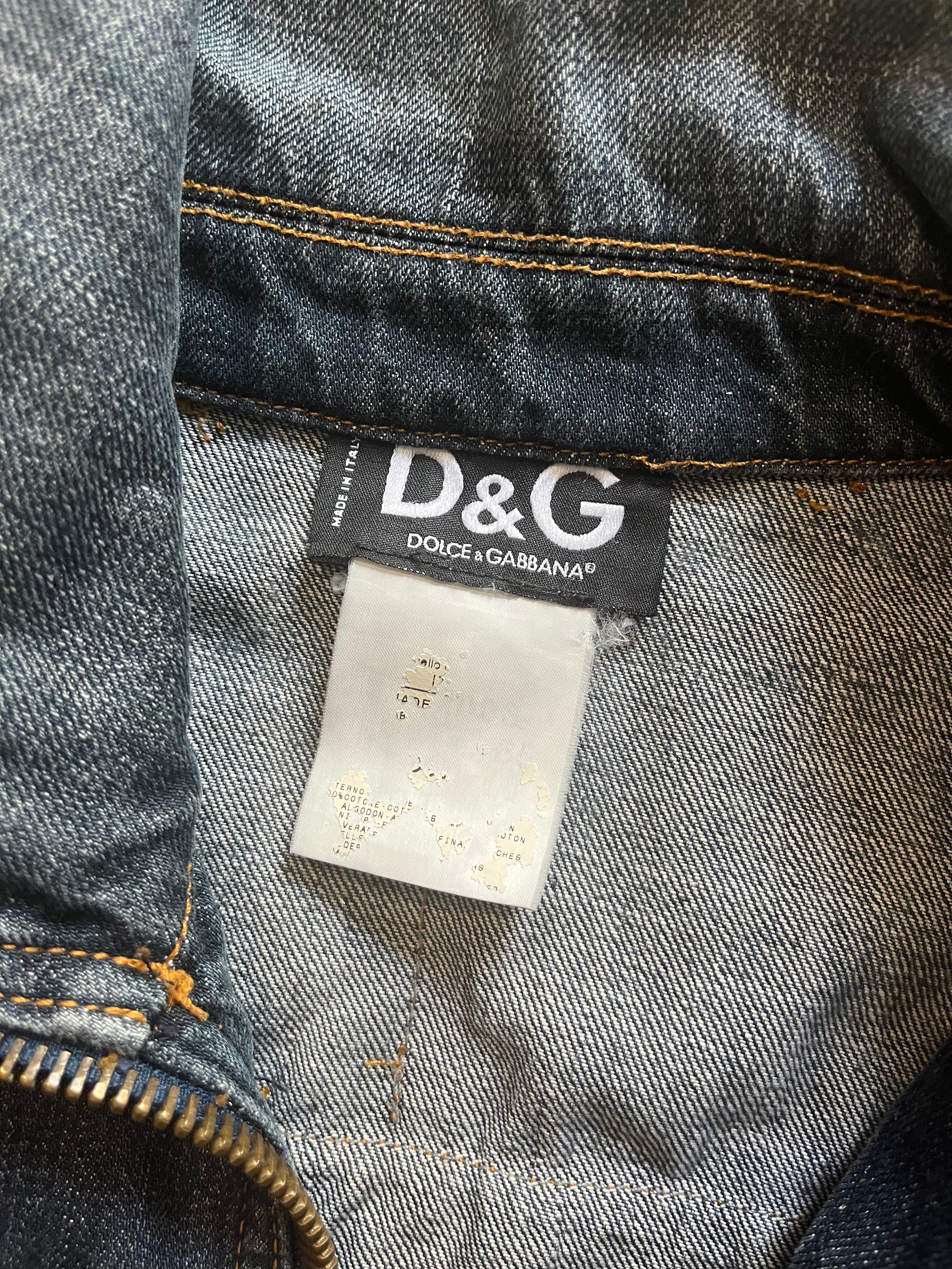 AW04 Dolce & Gabbana racing leather denim jacket (XS)