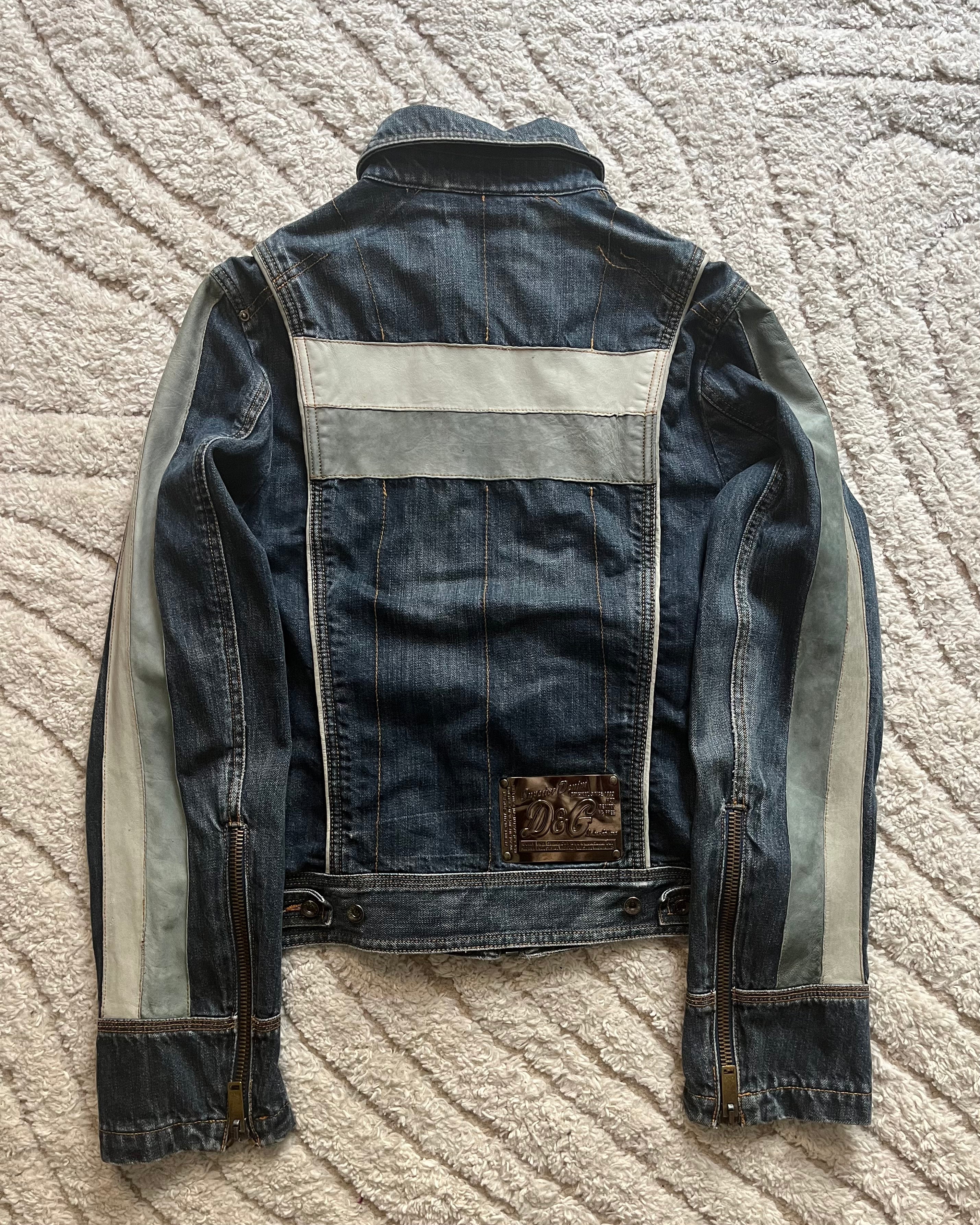 AW04 Dolce & Gabbana racing leather denim jacket (XS)