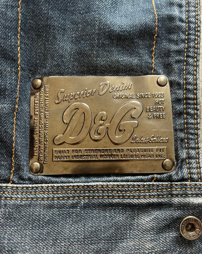 AW04 Dolce & Gabbana racing leather denim jacket (XS)