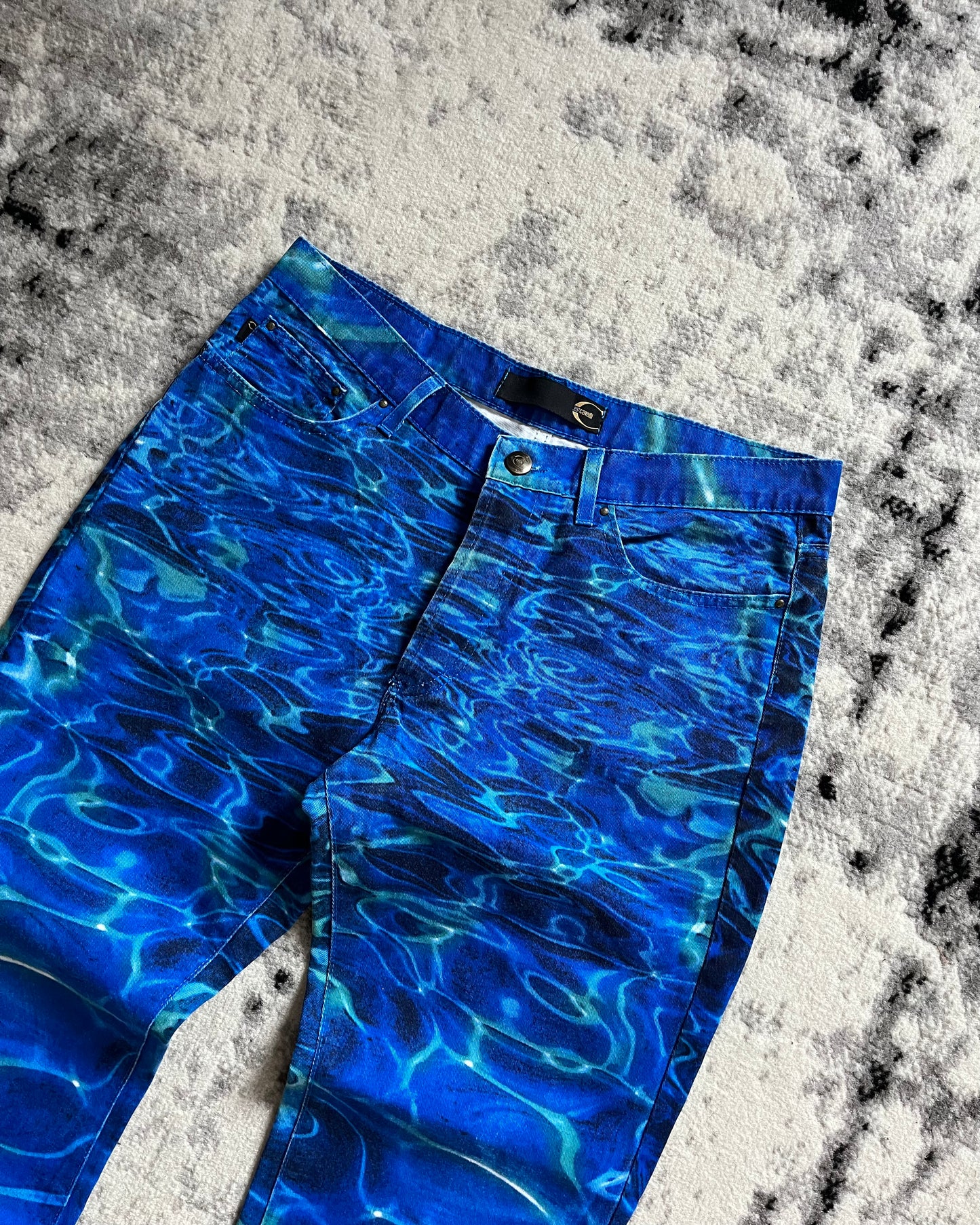 SS01 Just Cavalli Blue Ocean Waves Pants (S)