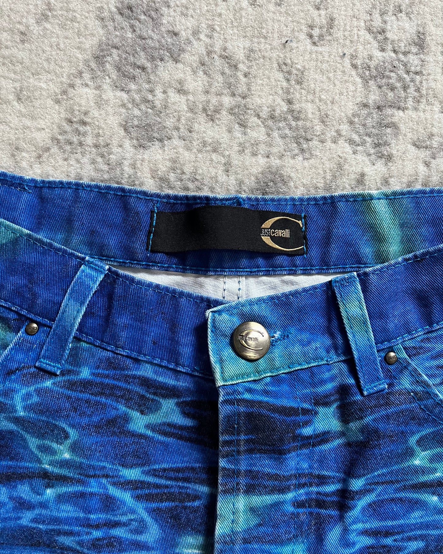 SS01 Just Cavalli Blue Ocean Waves Pants (S)