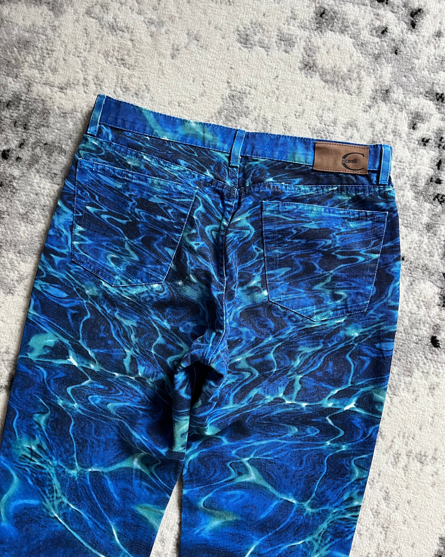 SS01 Just Cavalli Blue Ocean Waves Pants (S)