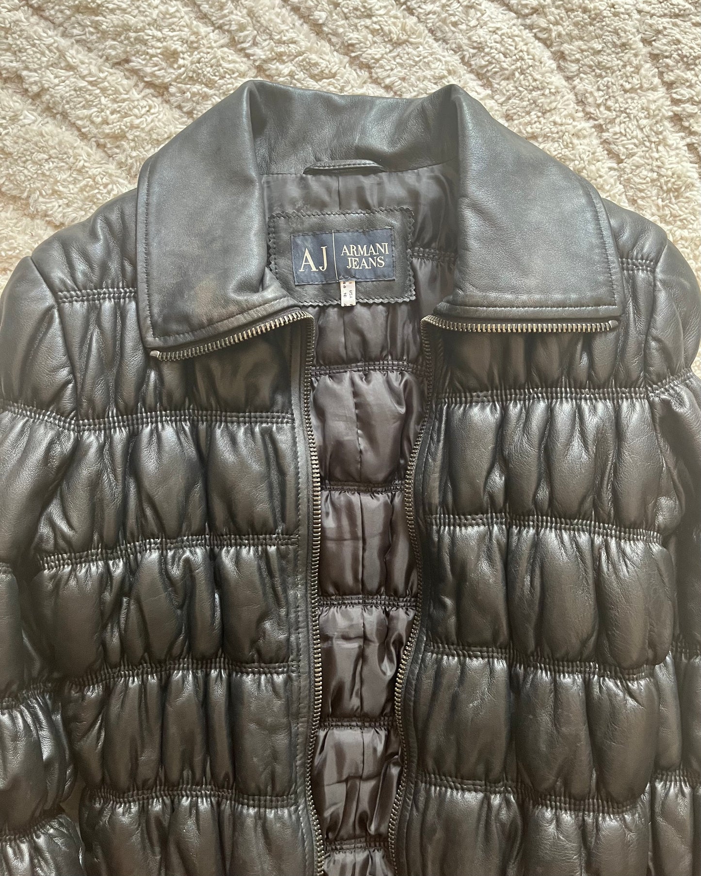 00s Armani Archival 100% Leather Puffer (S)