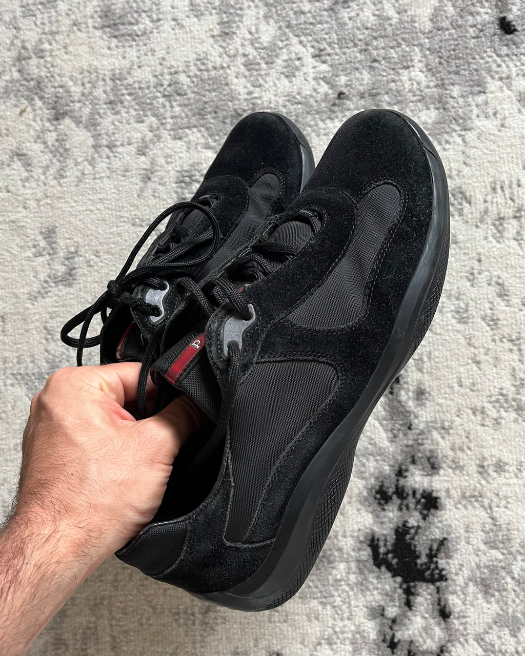 Prada America's Cup Hybrid Suede Black Shoes (44eu/10us)