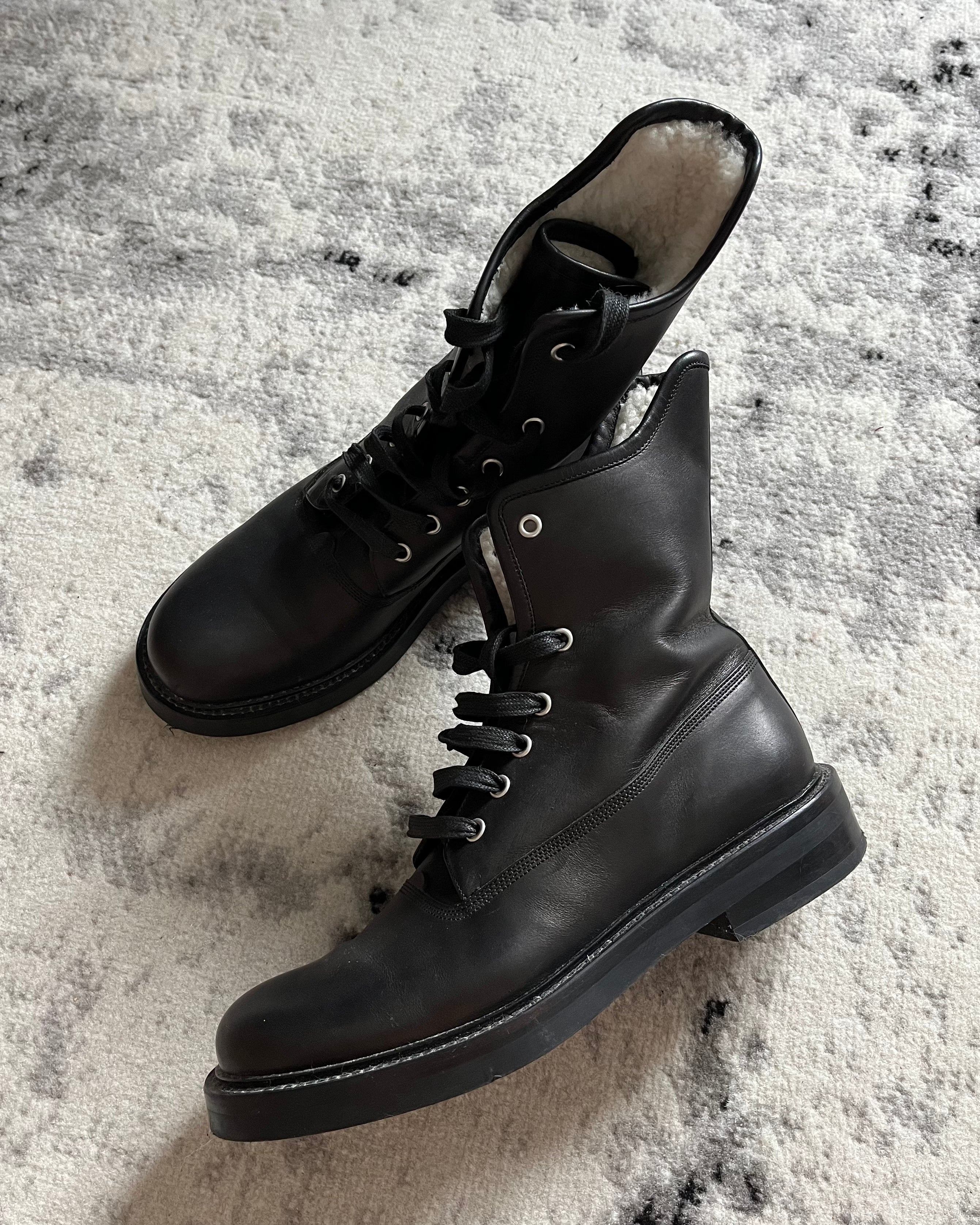 AW14 Christian Dior Combat Black Leather Boots (41eu/8us)