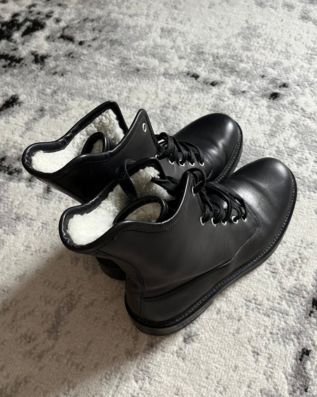 AW14 Christian Dior Combat Black Leather Boots (41eu/8us)
