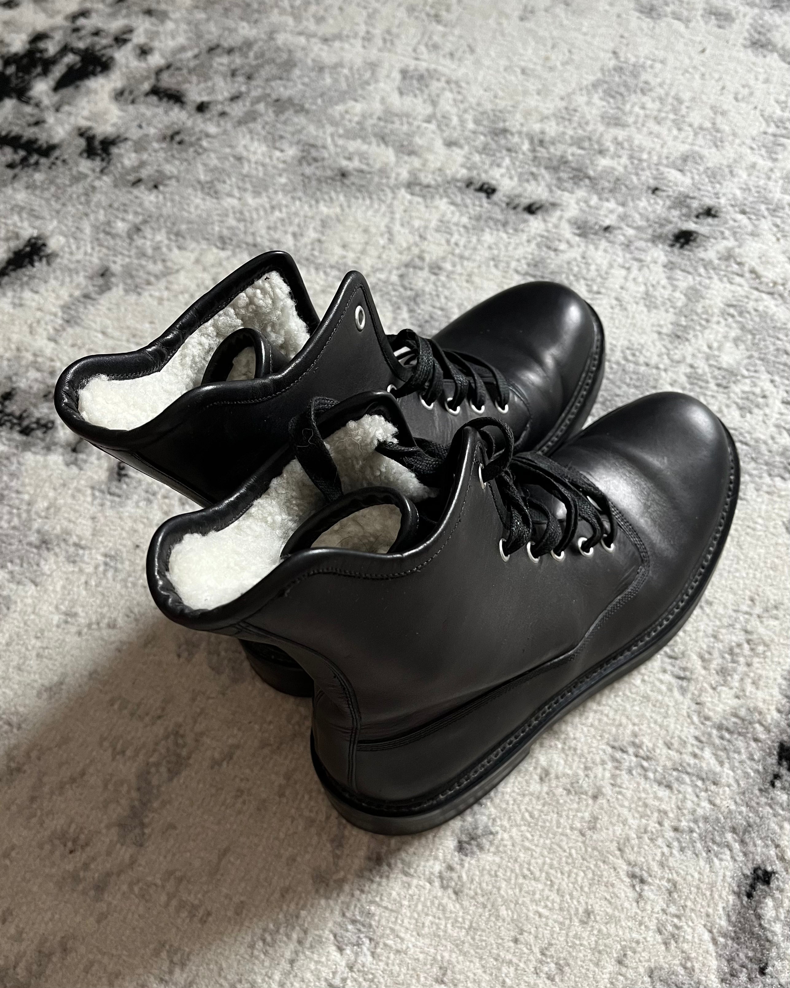 AW14 Christian Dior Combat Black Leather Boots (41eu/8us)