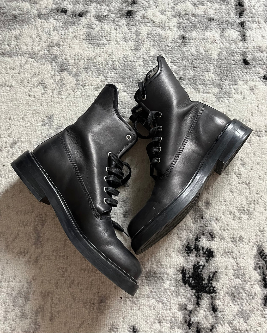 AW14 Christian Dior Combat Black Leather Boots (41eu/8us)