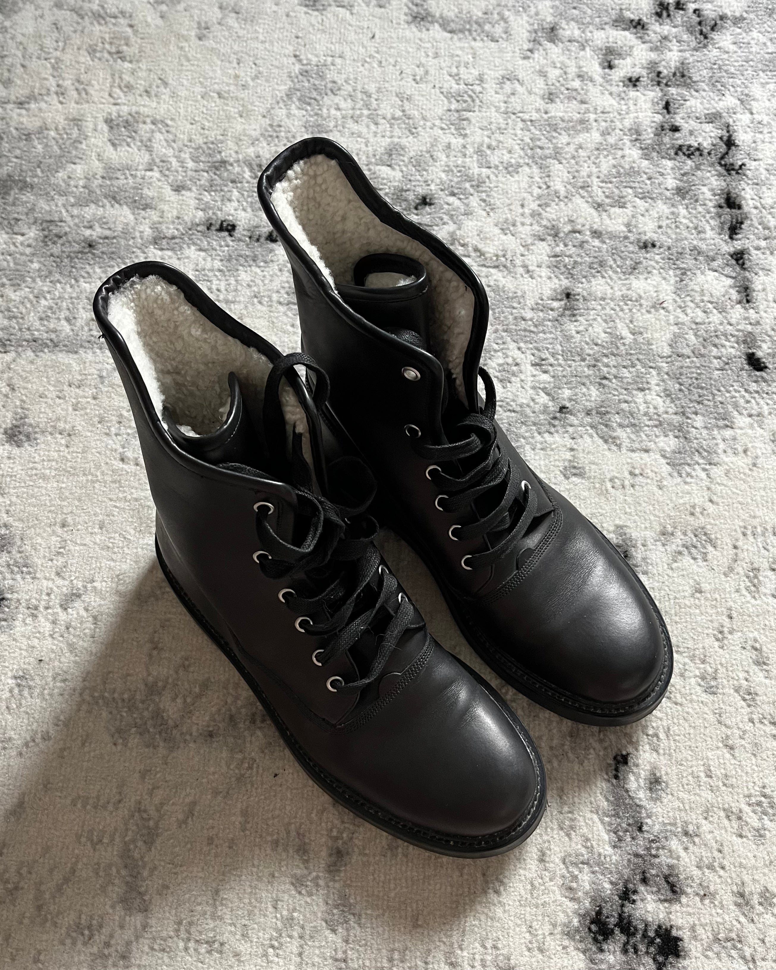 AW14 Christian Dior Combat Black Leather Boots (41eu/8us)