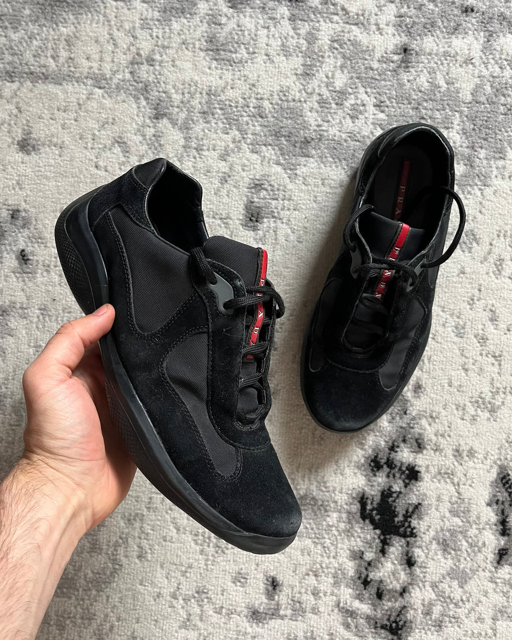 Prada America's Cup Hybrid Suede Black Shoes