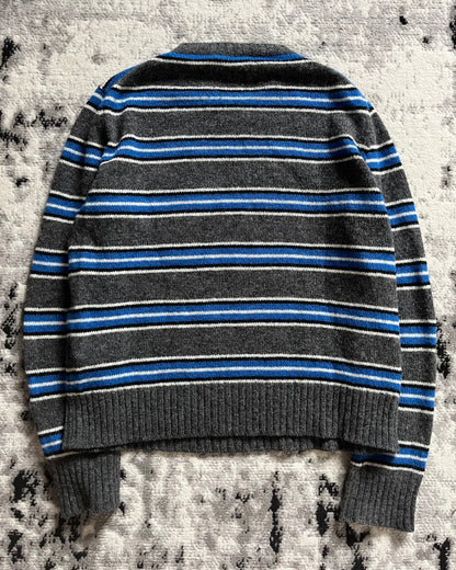 AW18 Prada Grey Wool Sweater with Subtle Blue Stripe (M/L)