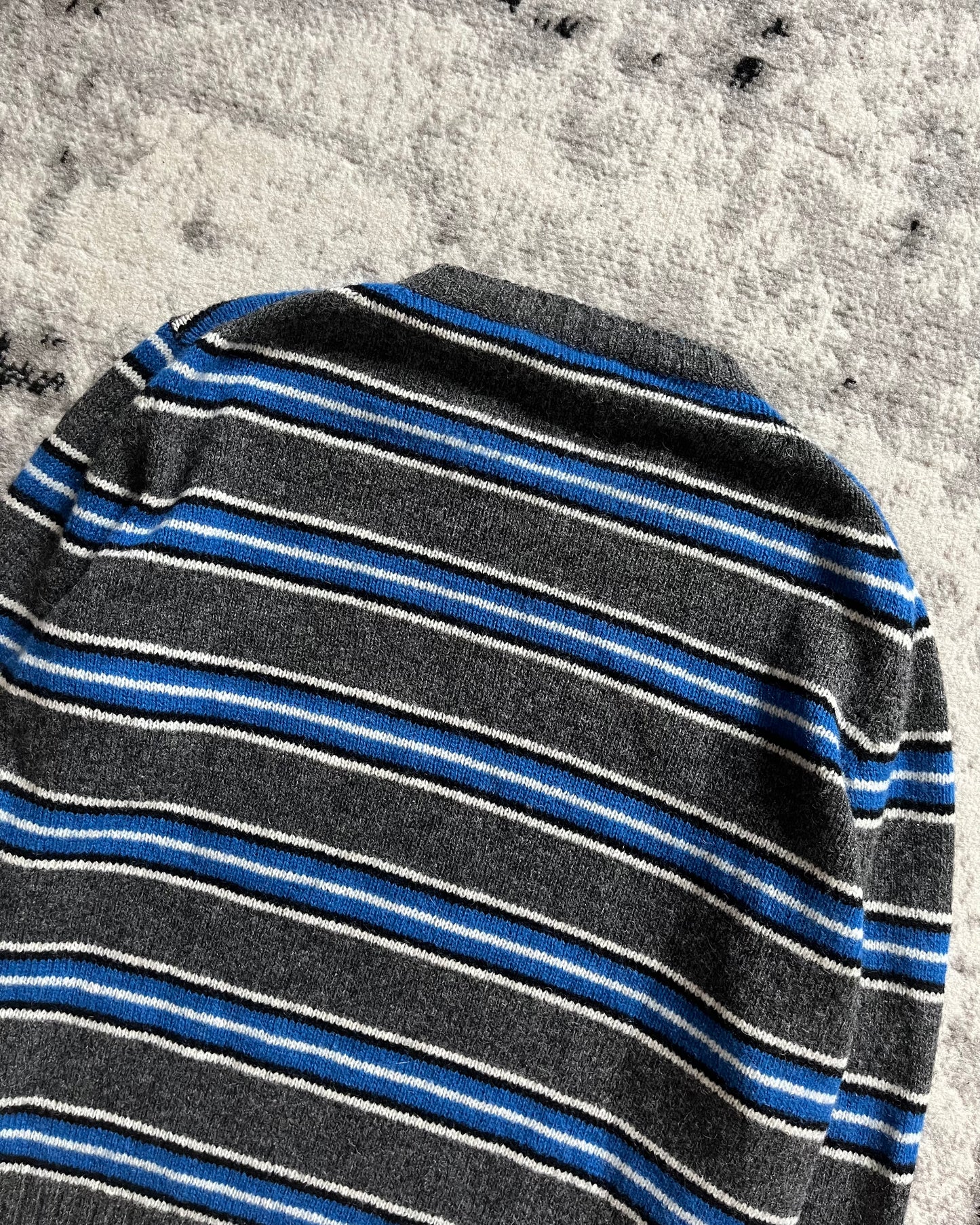 AW18 Prada Grey Wool Sweater with Subtle Blue Stripe (M/L)