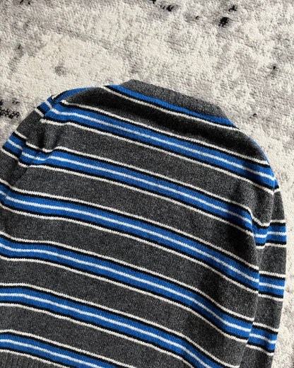 AW18 Prada Grey Wool Sweater with Subtle Blue Stripe (M/L)