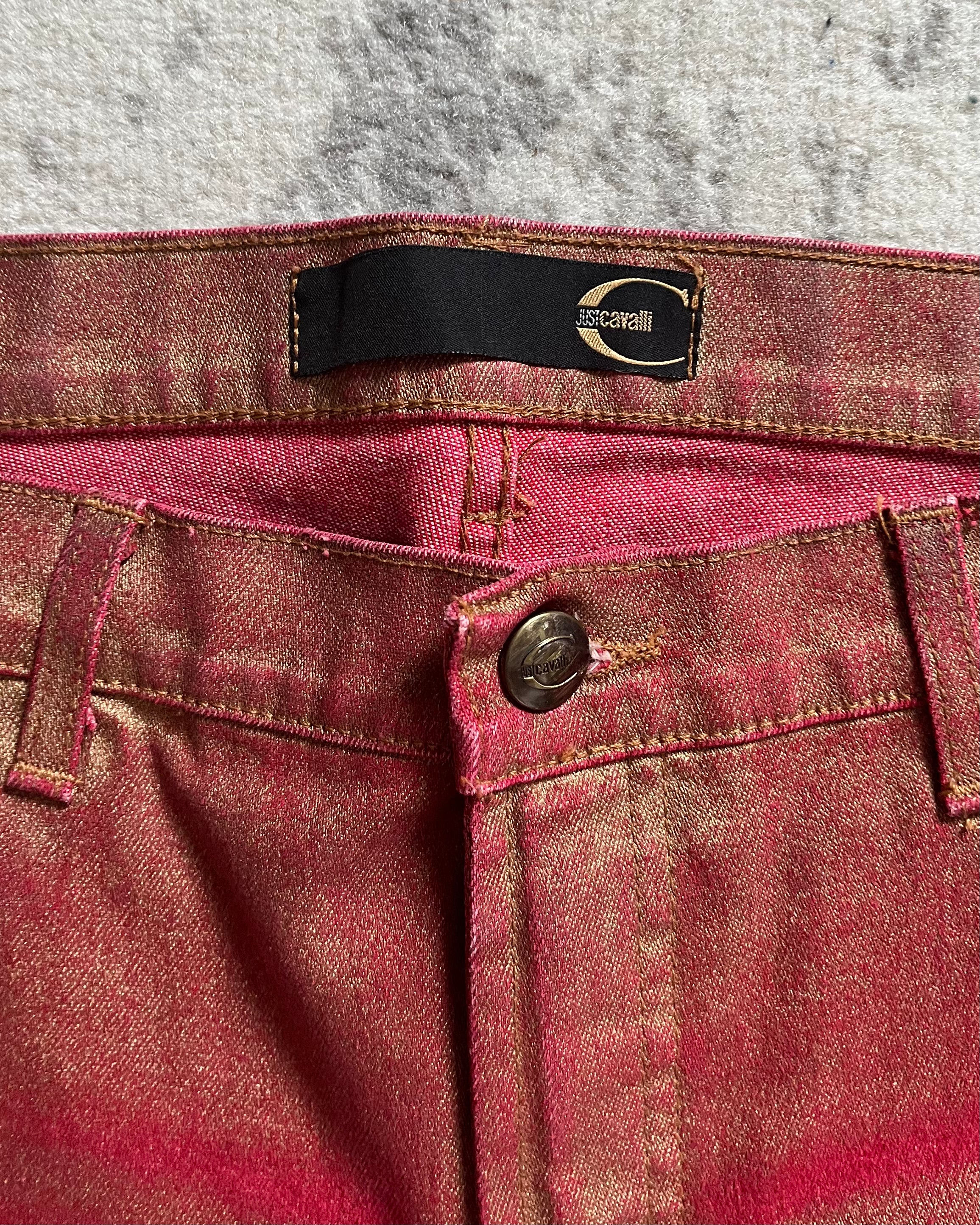 00s Just Cavalli バイブラント レッド エレクトリック パンツ (M)