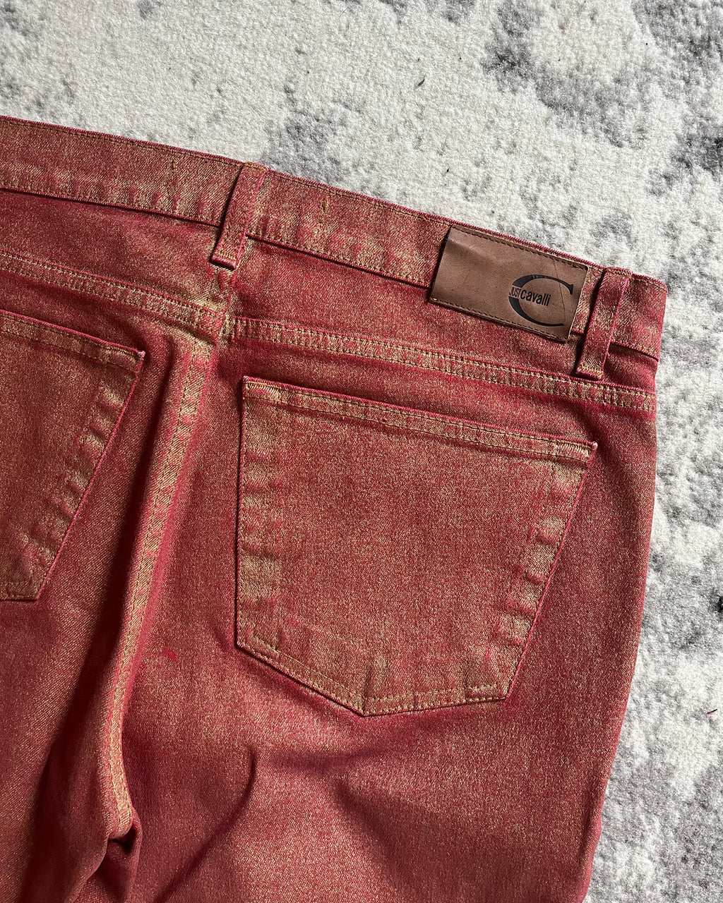 00s Just Cavalli バイブラント レッド エレクトリック パンツ (M)