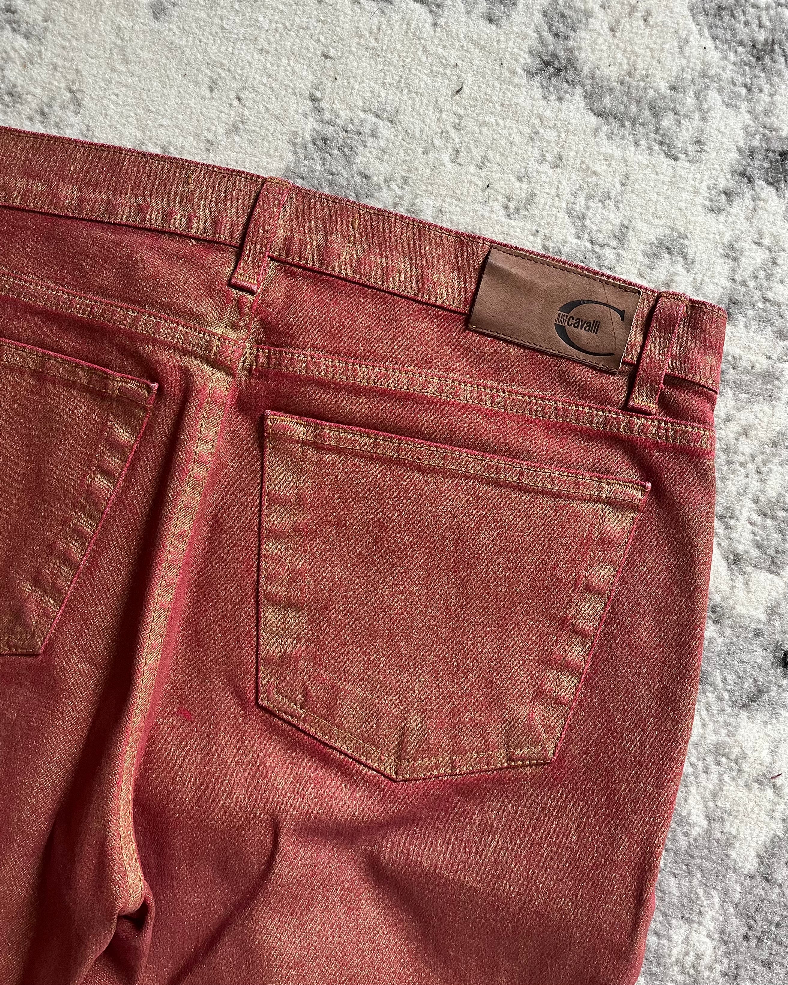 00s Just Cavalli バイブラント レッド エレクトリック パンツ (M)