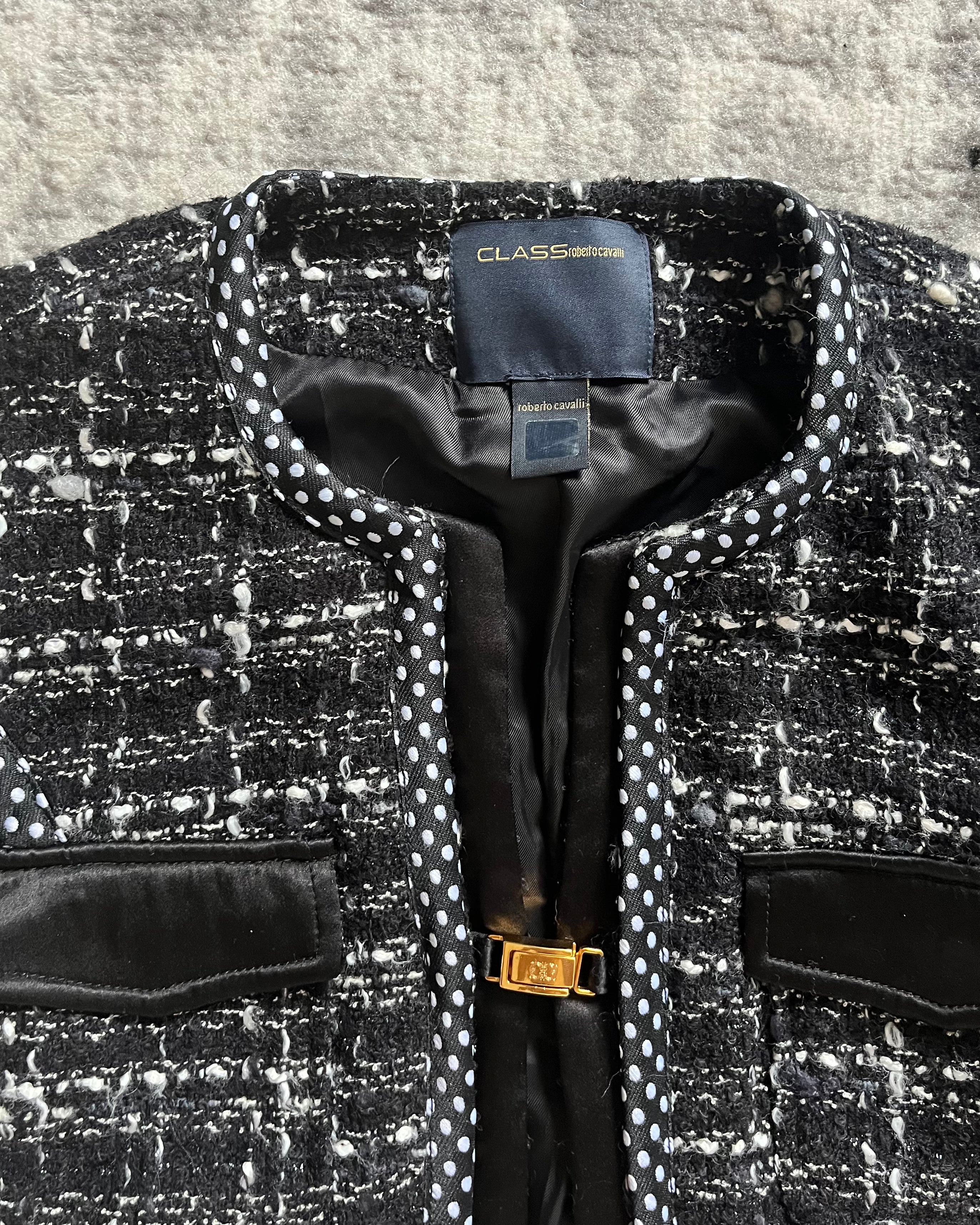Roberto Cavalli Monochrome Black Elegance Cardigan