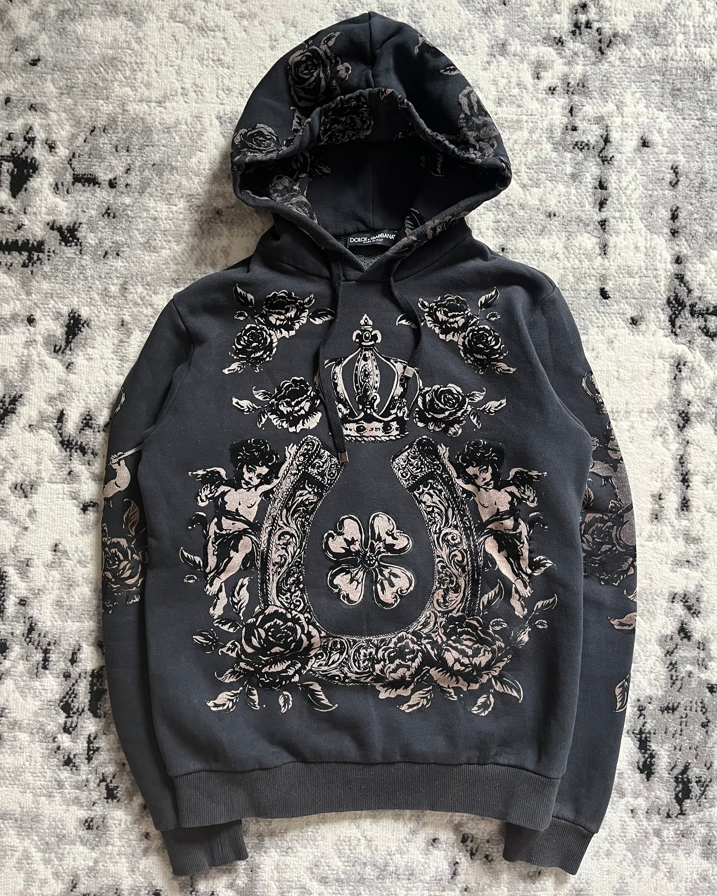 00s Dolce & Gabbana Royal Grey Primea Linea Relief Hoodie (M/L)