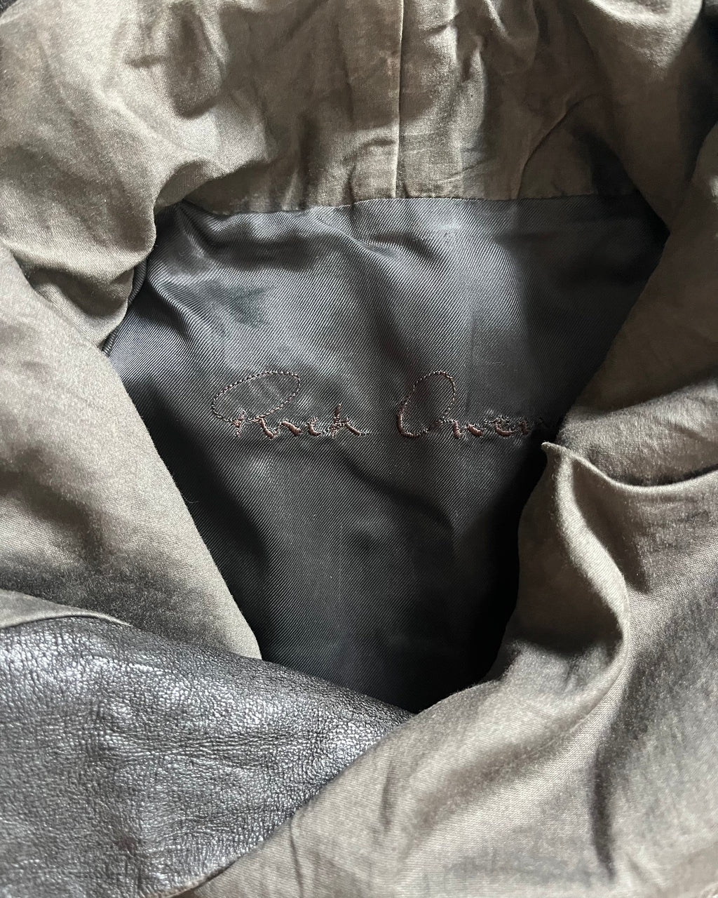 リック・オウエンス アーカイブ ブリュット レザー ハイブリッド ジャケット (XS)