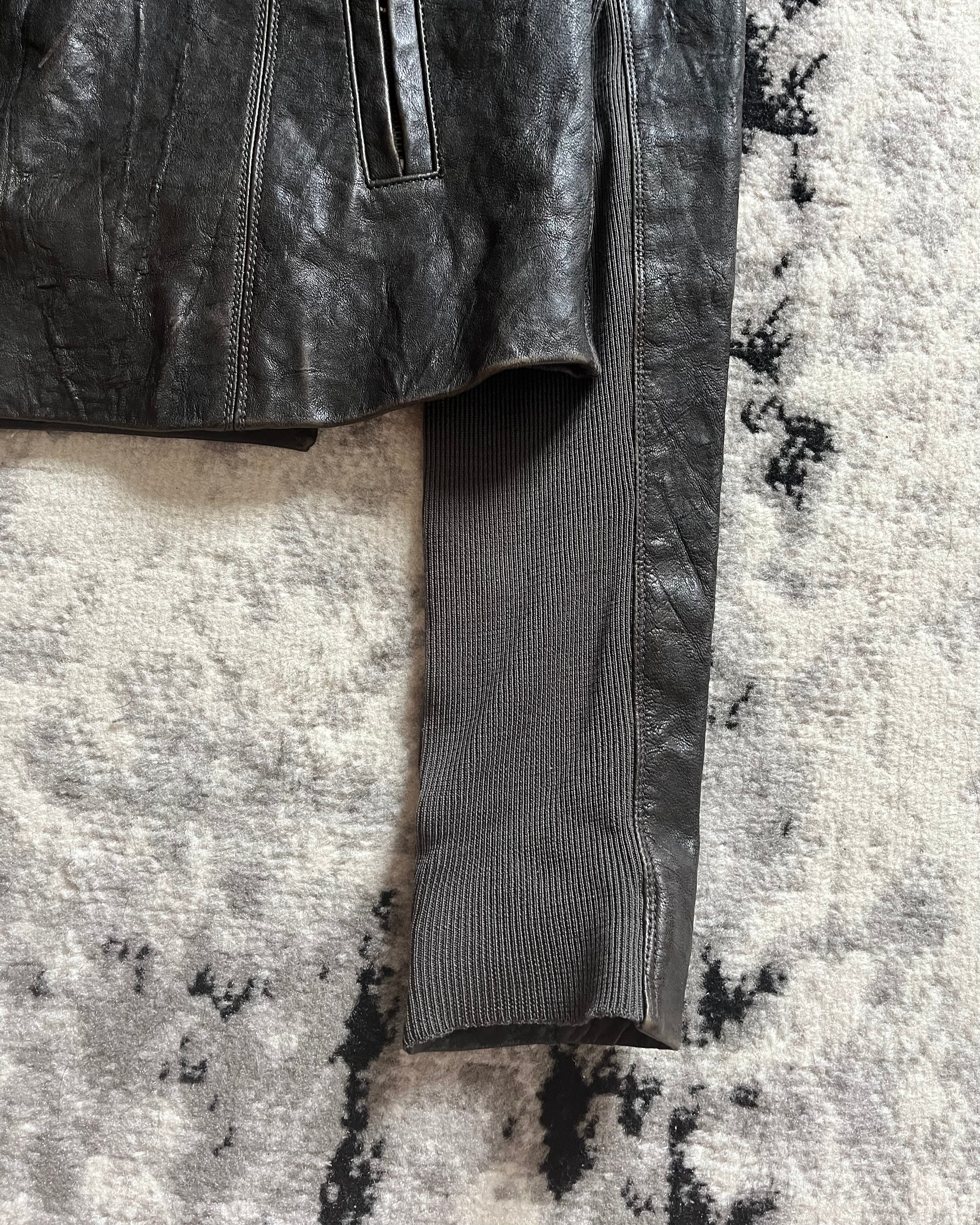 リック・オウエンス アーカイブ ブリュット レザー ハイブリッド ジャケット (XS)