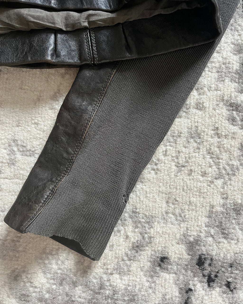 リック・オウエンス アーカイブ ブリュット レザー ハイブリッド ジャケット (XS)