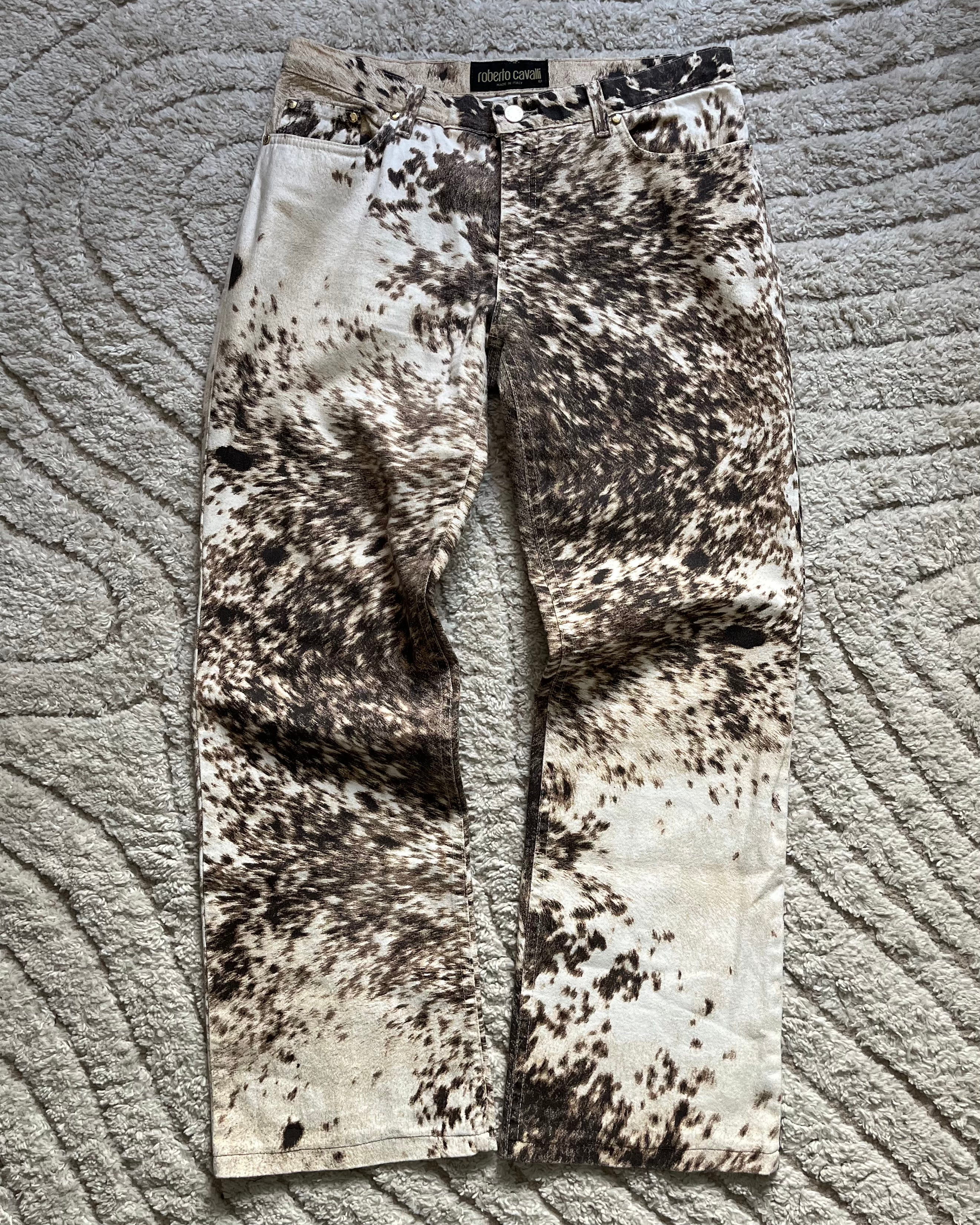 Roberto Cavalli Furry Cowprint Movement pants (M)