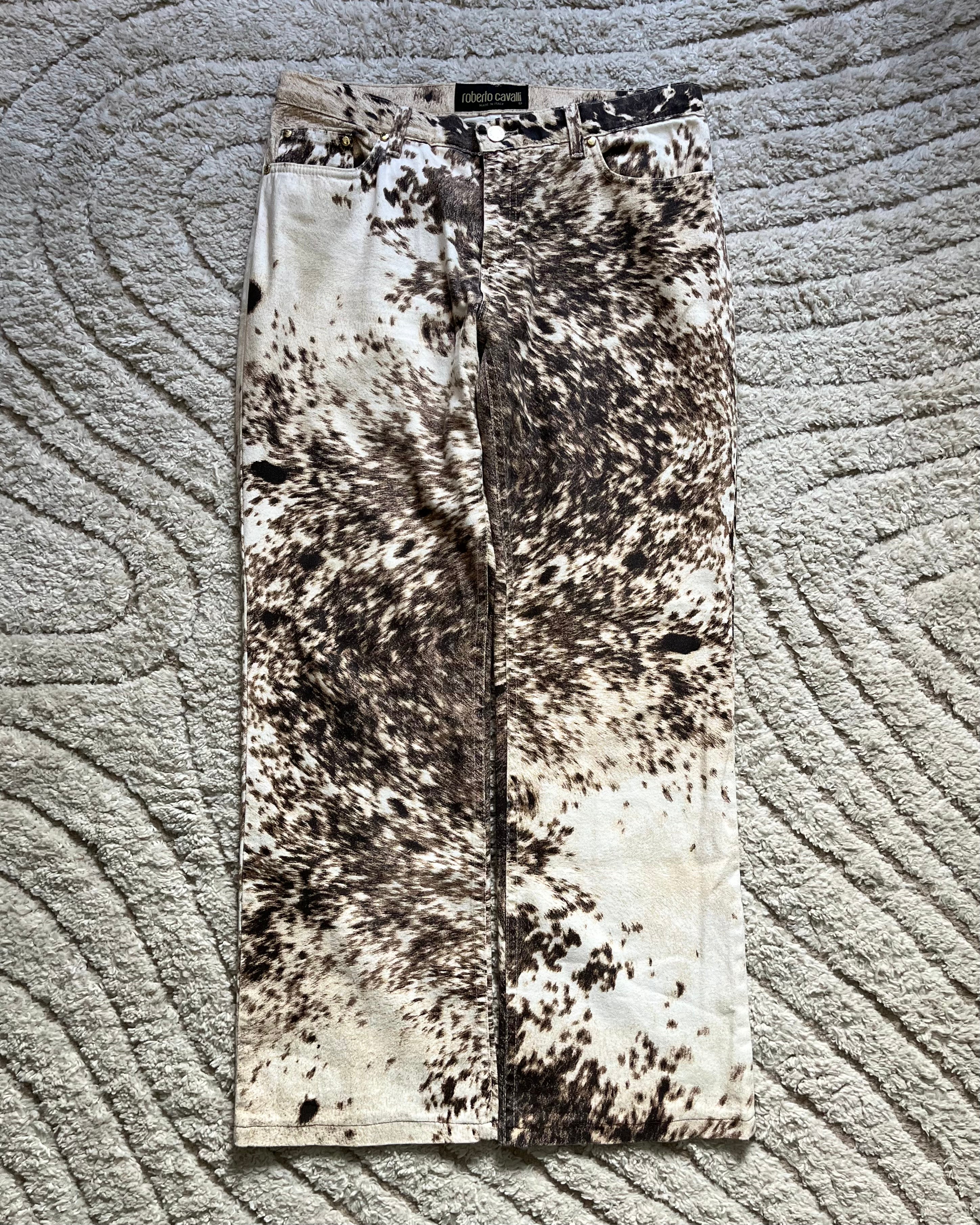 Roberto Cavalli Furry Cowprint Movement pants (M)