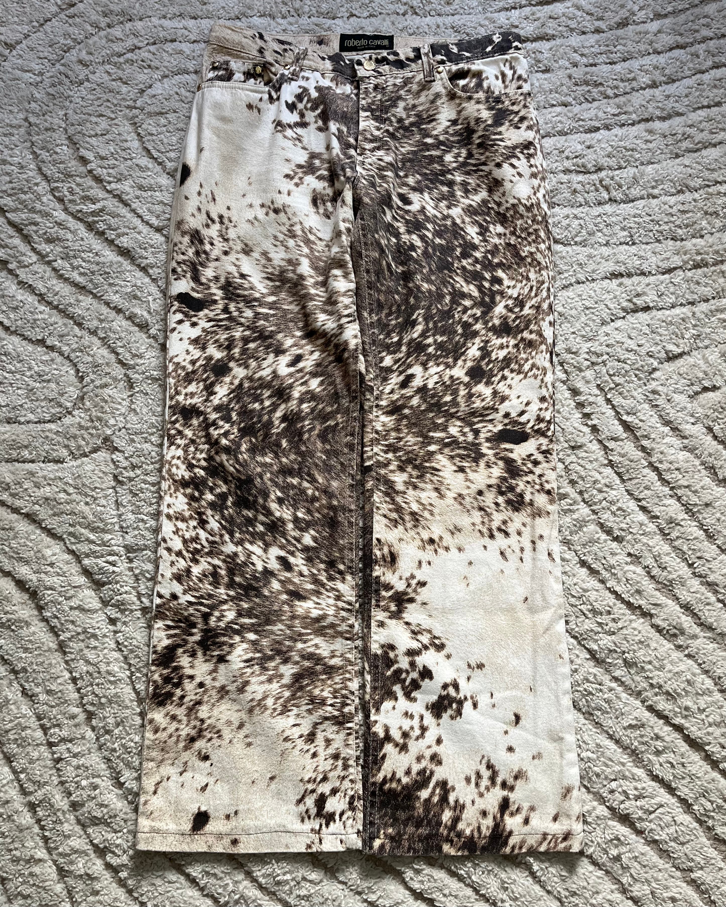 Roberto Cavalli Furry Cowprint Movement pants (M)