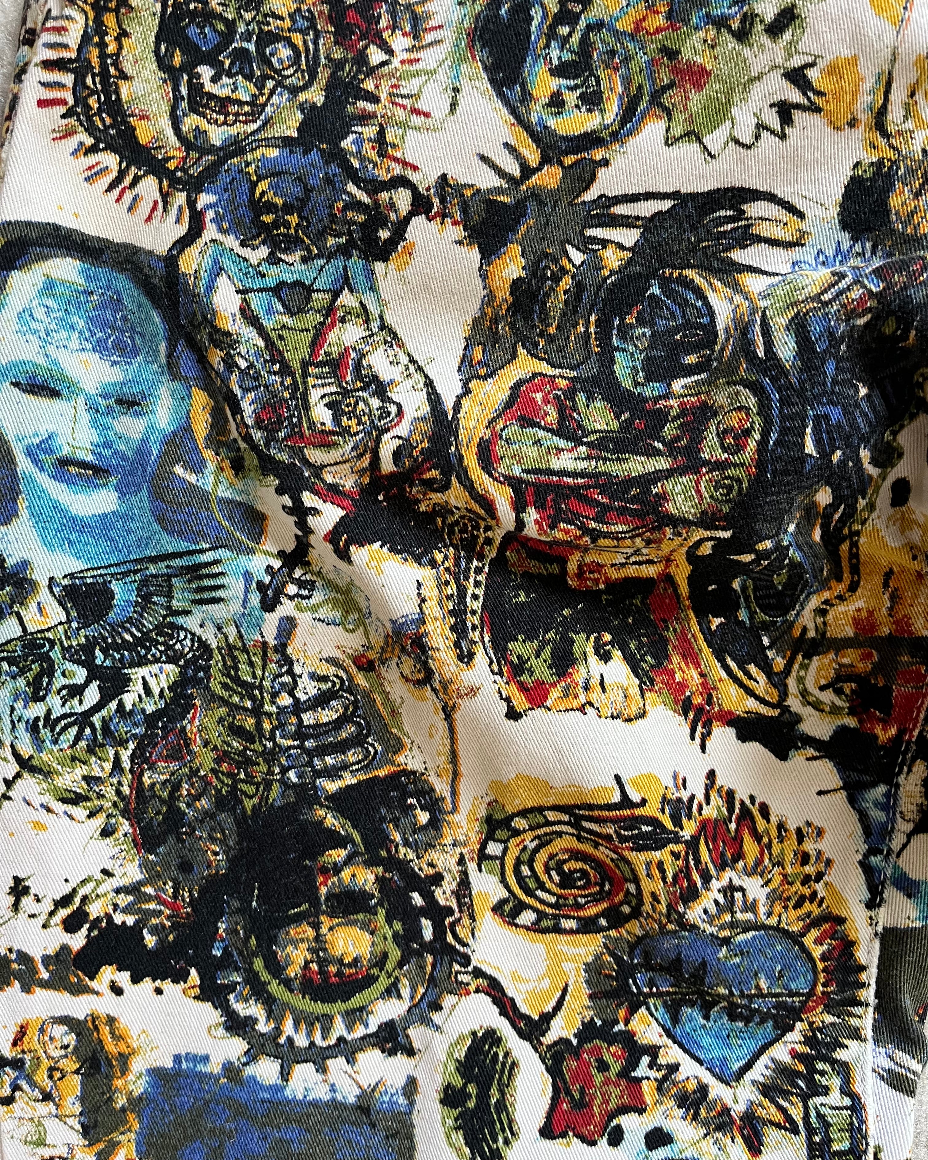 SS00 ジャンポール・ゴルチエ×バスキア アートワークパンツ(XS/S)