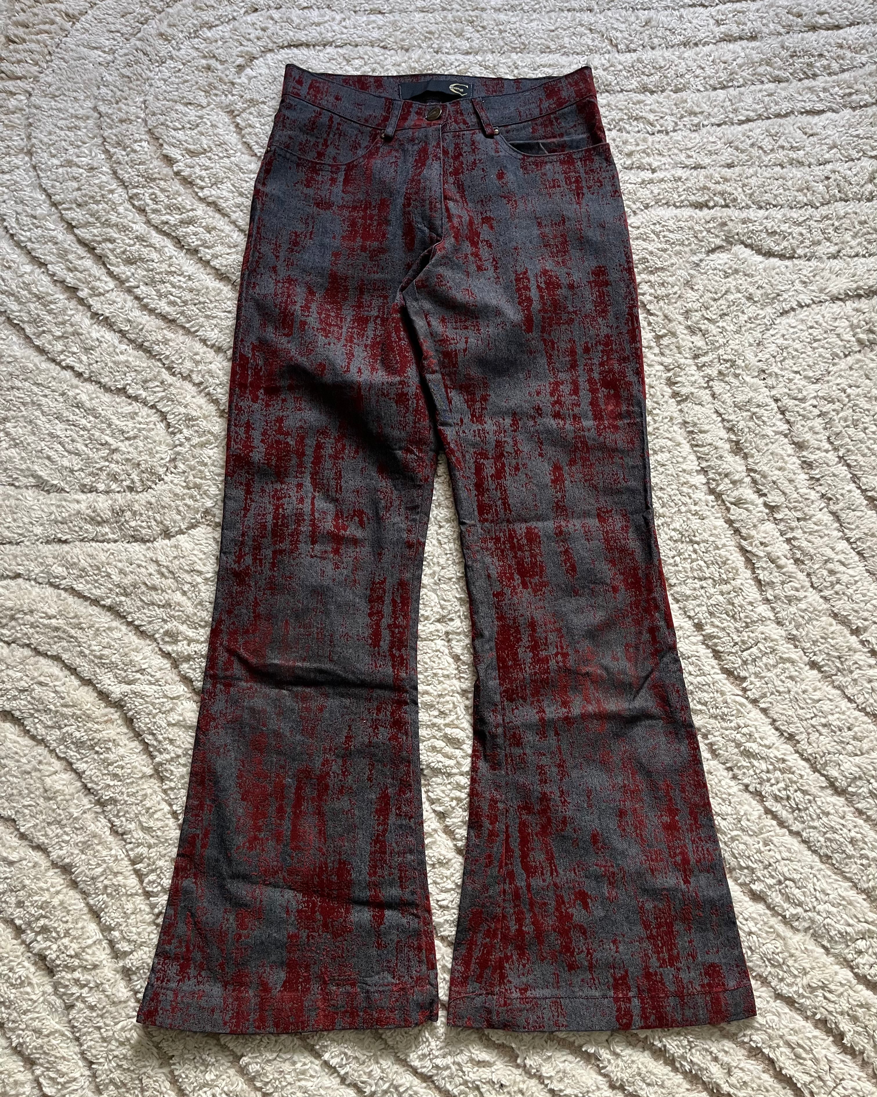 00s Just Cavalli フレア ジーンズ レリーフ ベルベット ブラッド (XS) 