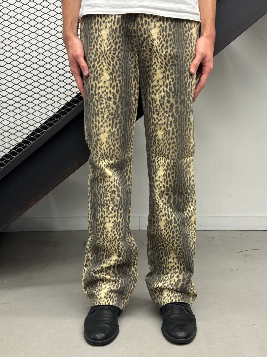 2000s Cavalli Beige Leopard Print Pants OvXVwQuW 2