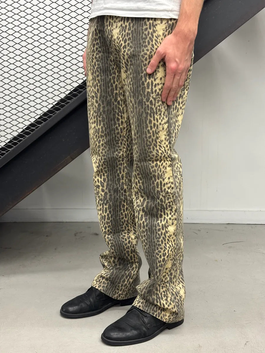 2000s Cavalli Beige Leopard Print Pants OvXVwQuW 3