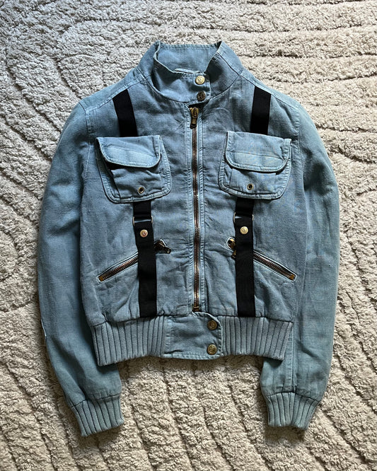 2003 Dolce & Gabbana Blue Bondage Aviator Bomber (XS)