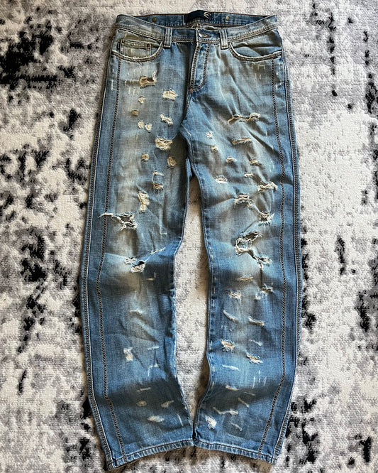 00s Just Cavalli Distressed Blue Jeans (M)