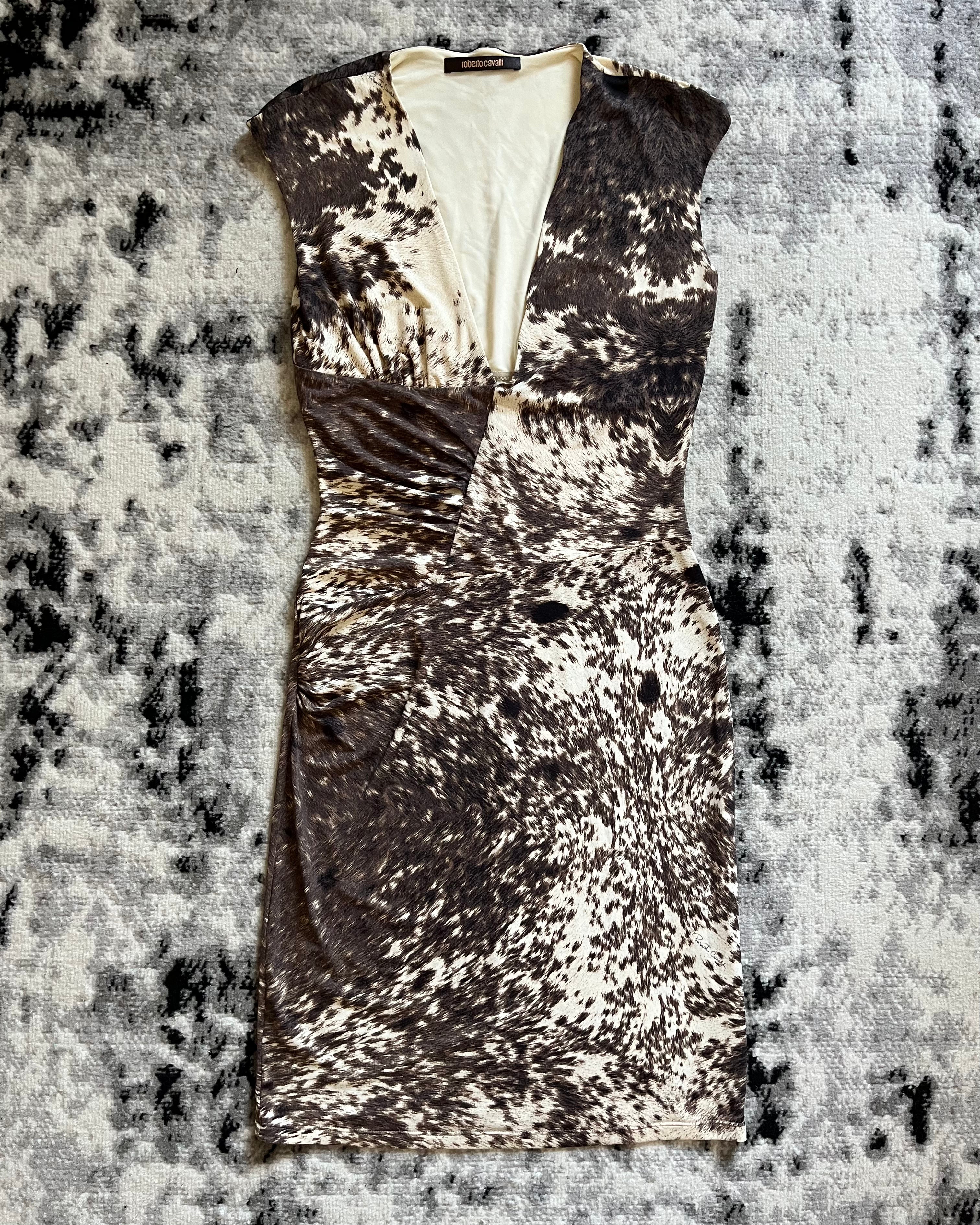 FW99 Roberto Cavalli 奶牛 Psycho 连衣裙 (M)