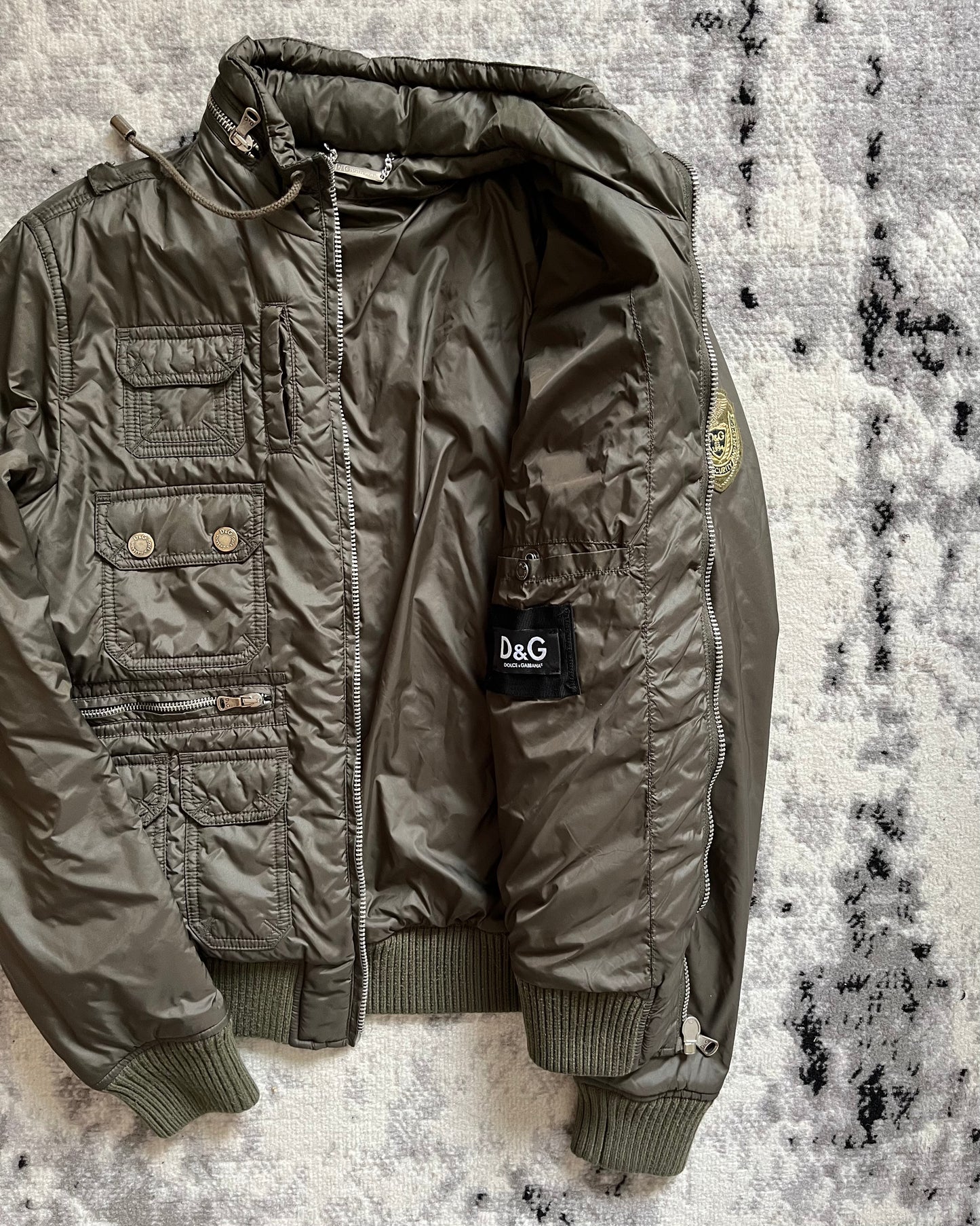 AW2003 Dolce & Gabbana Cargo Bomber Military Olive Jacket (M)