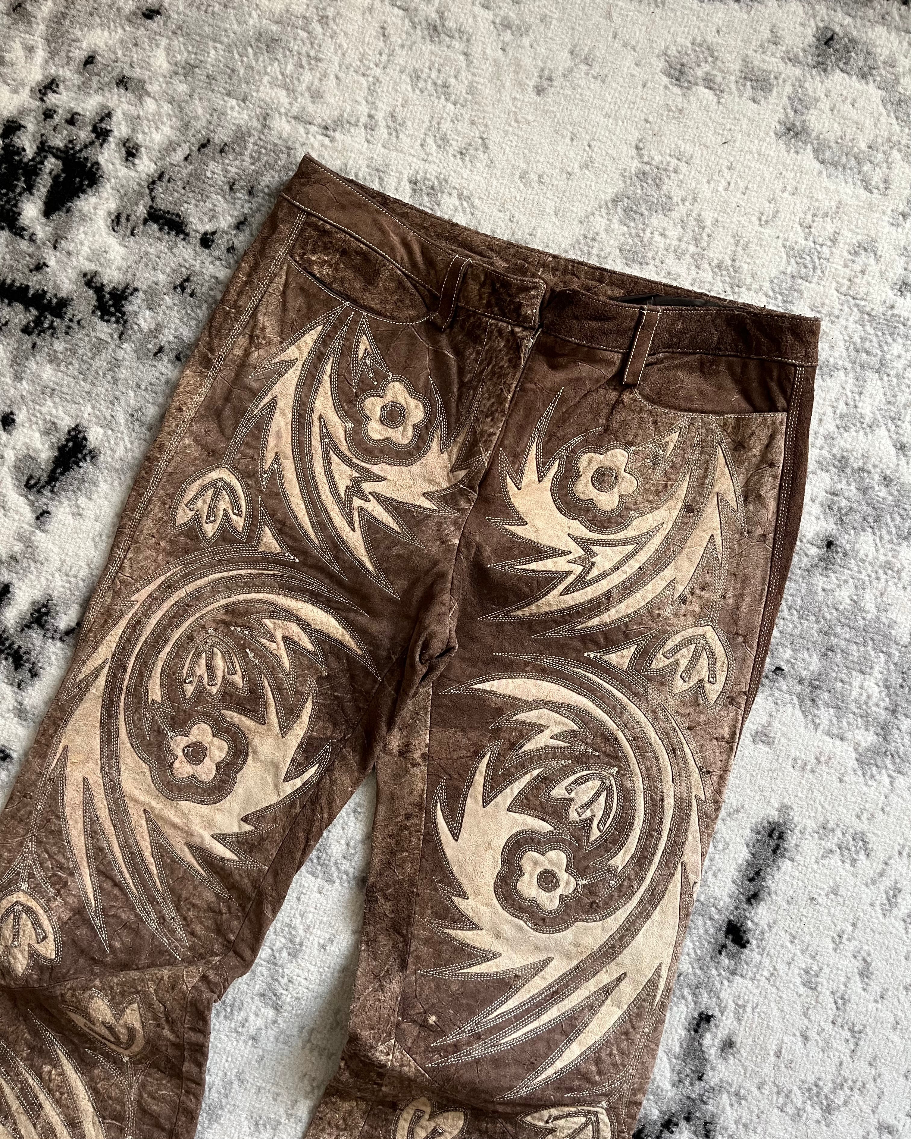 FW99 Roberto Cavalli Sample Leather Mysterium Pants (S/M)