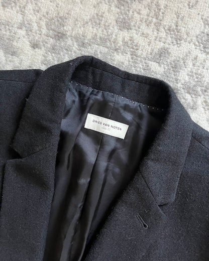 AW15 Dries Van Noten Black Shadow Wool Blazer (L)