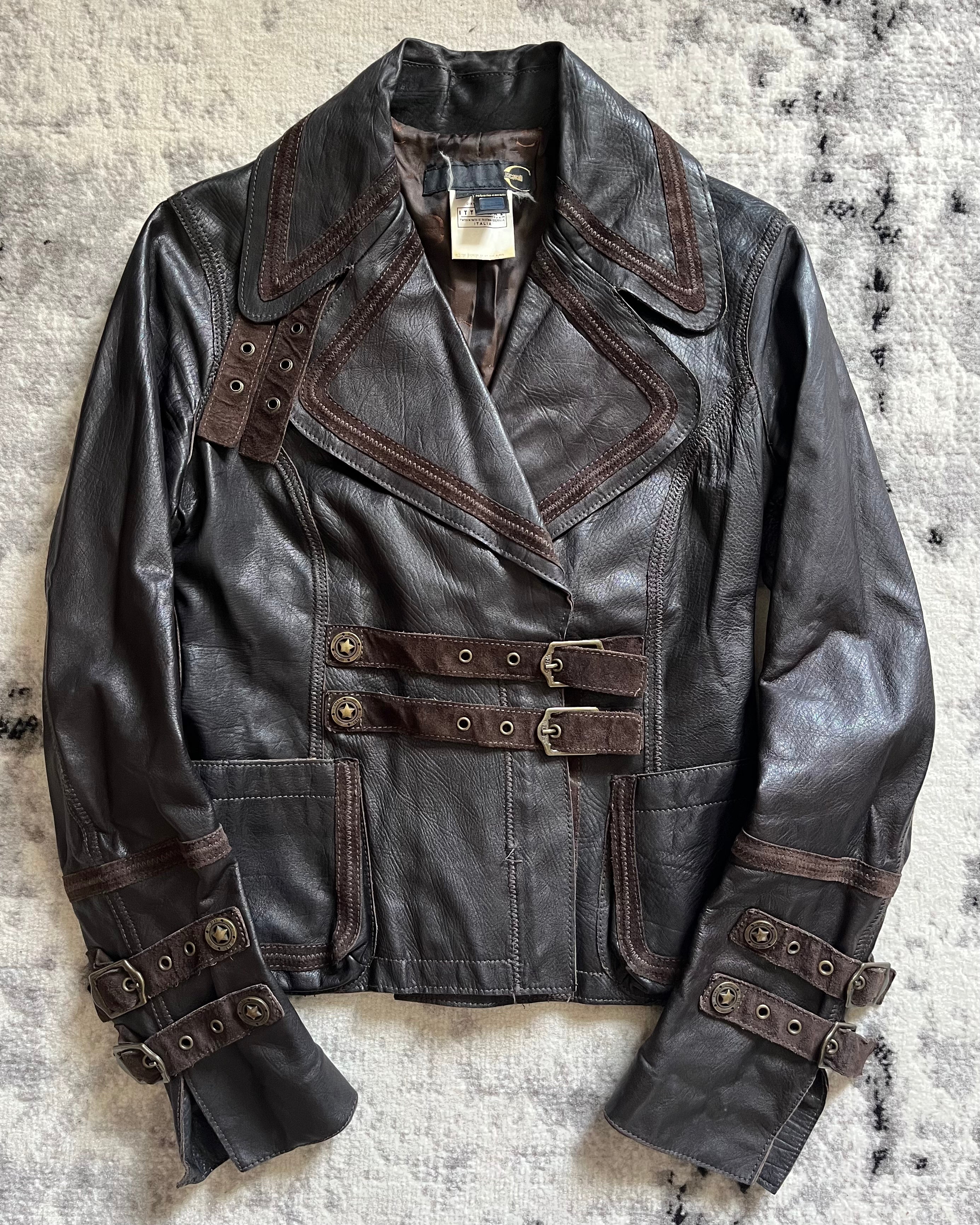 AW2005 Just Cavalli Whiskey Rebellion Leather Jacket