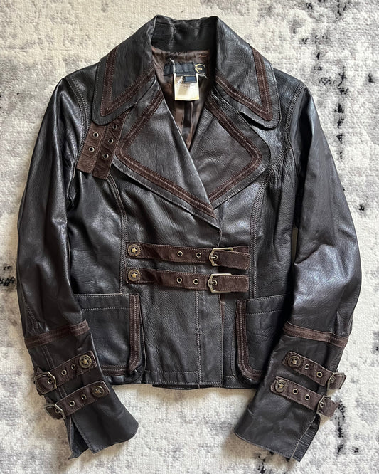 AW2005 Just Cavalli Whiskey Rebellion Leather Jacket (XS/S)