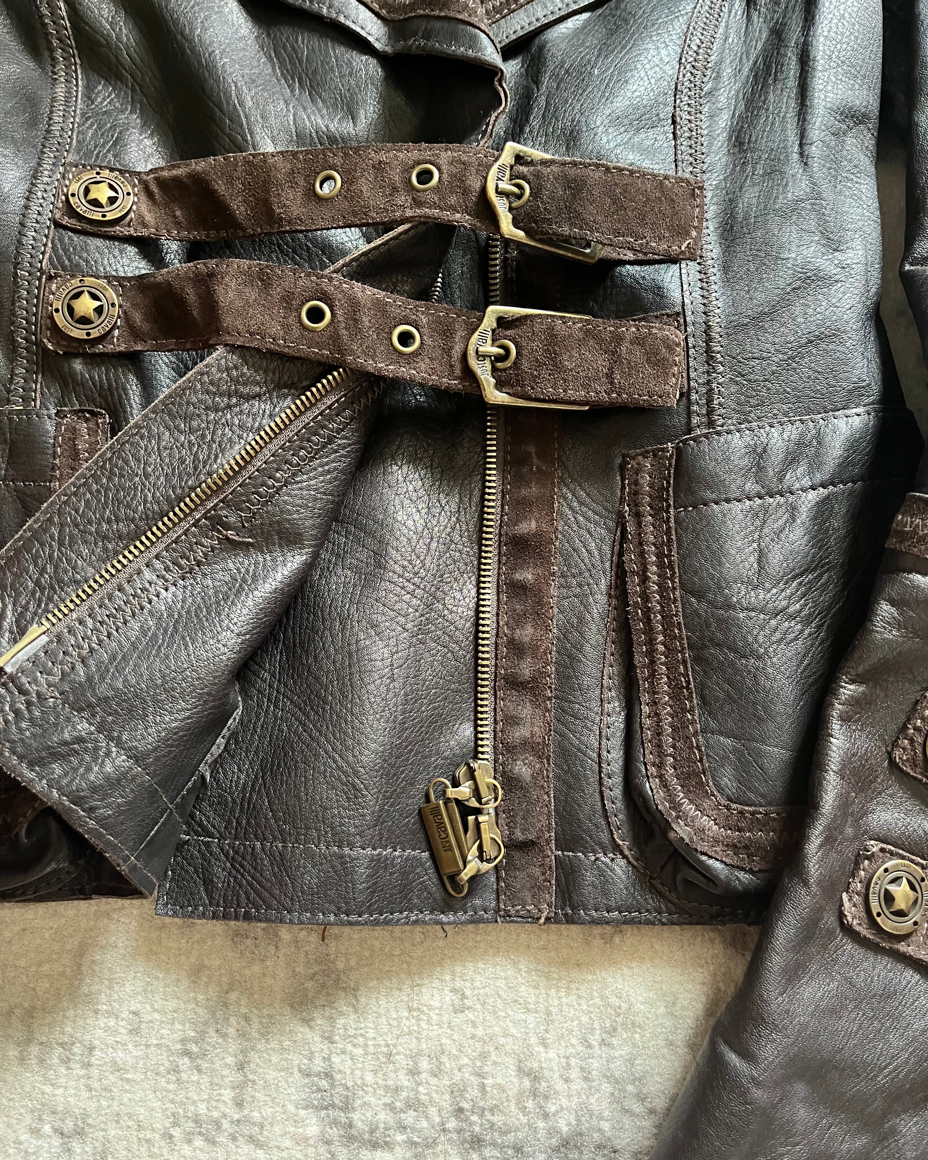 AW2005 Just Cavalli Whiskey Rebellion Leather Jacket