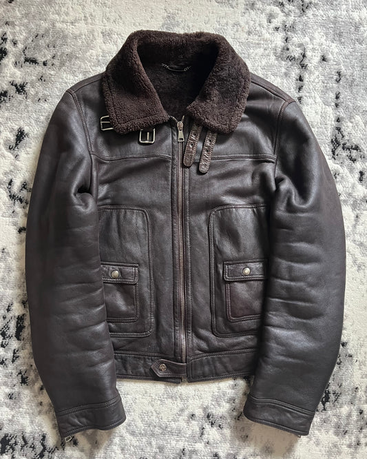 AW13 Dolce & Gabanna Toasty Earth-Toned Shearling Jacket (XL)