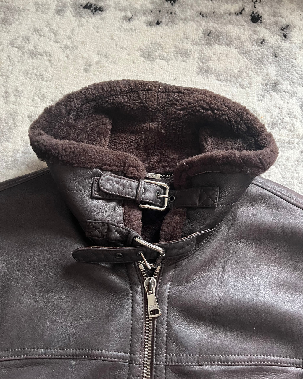 AW13 Dolce & Gabanna Toasty Earth-Toned Shearling Jacket (XL)