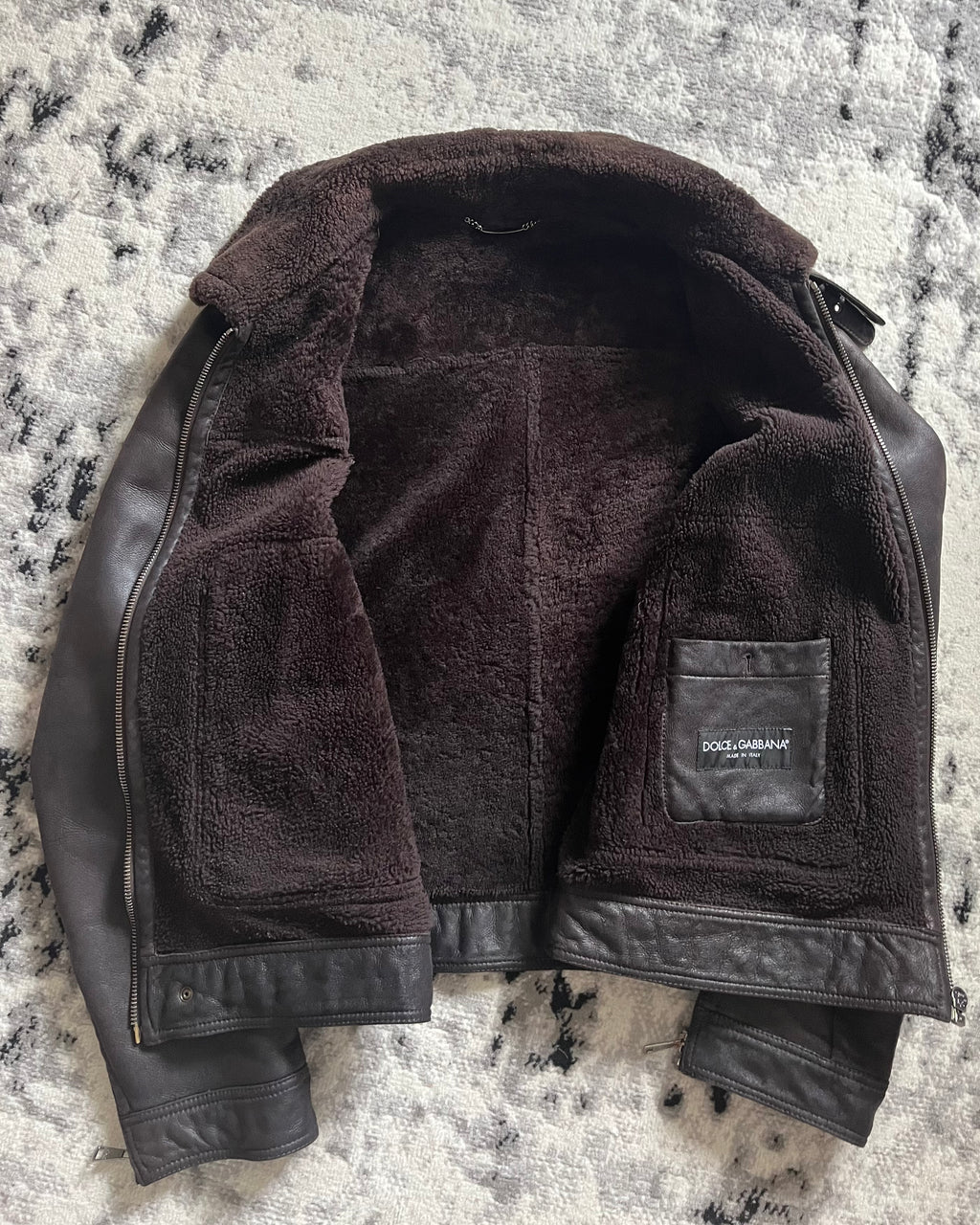 AW13 Dolce & Gabanna Toasty Earth-Toned Shearling Jacket (XL)