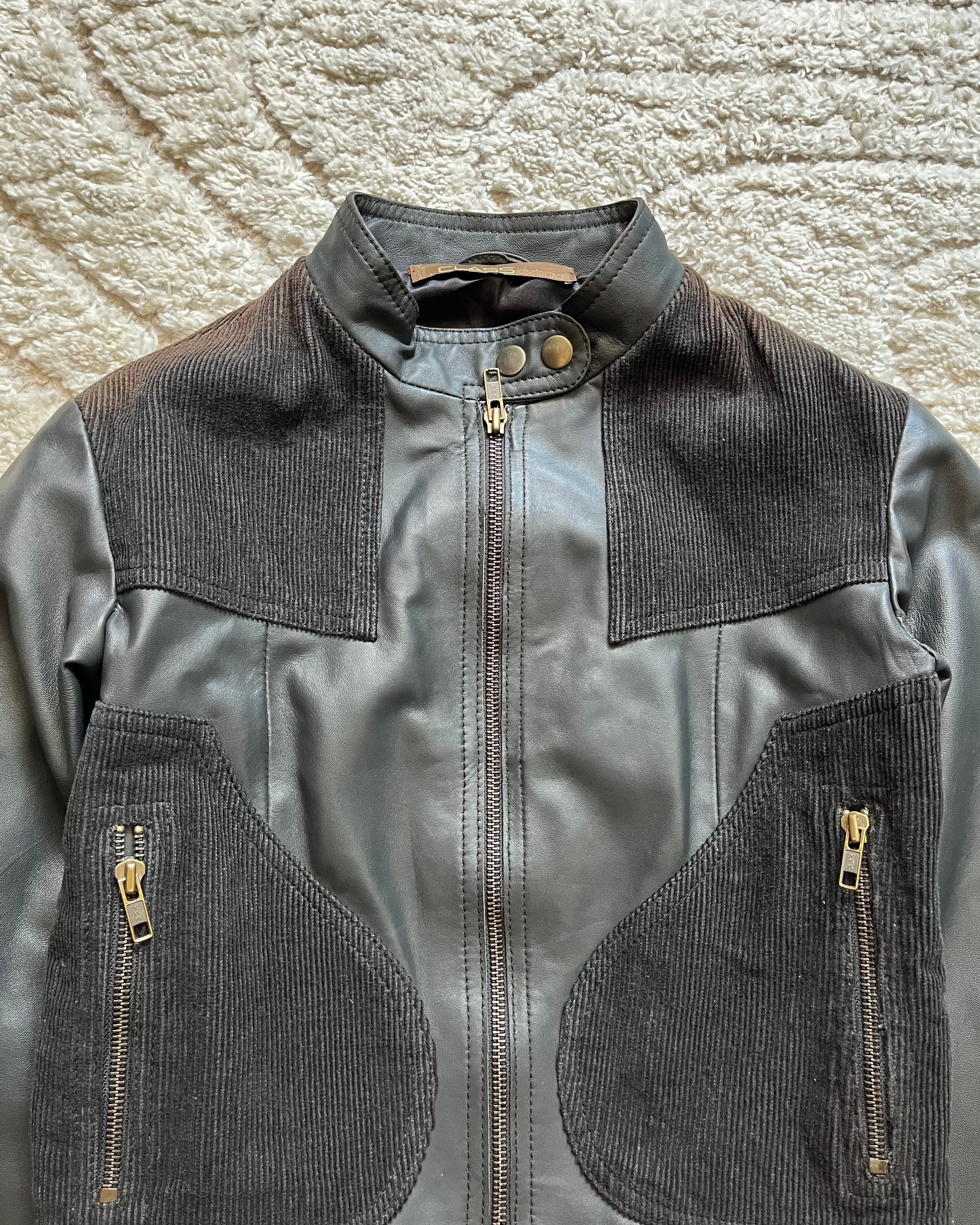 2000 Roberto Cavalli Sophisticated Biker Leather Jacket (S)
