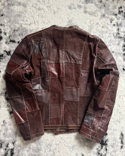 1990s Plein Sud Patchwork Brown Leather Jacket (S)